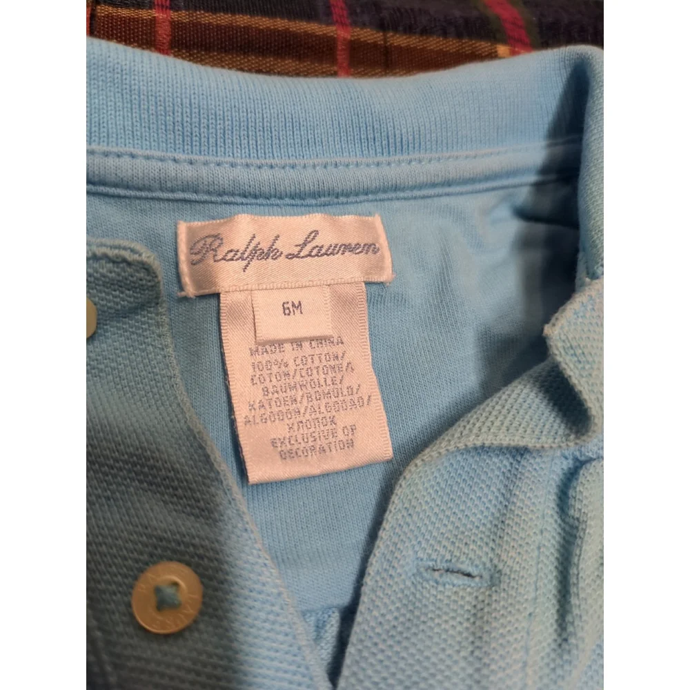 Ralph Lauren One Piece Short Sleeve Blue Outfit Button Clasps Sz 6 Months